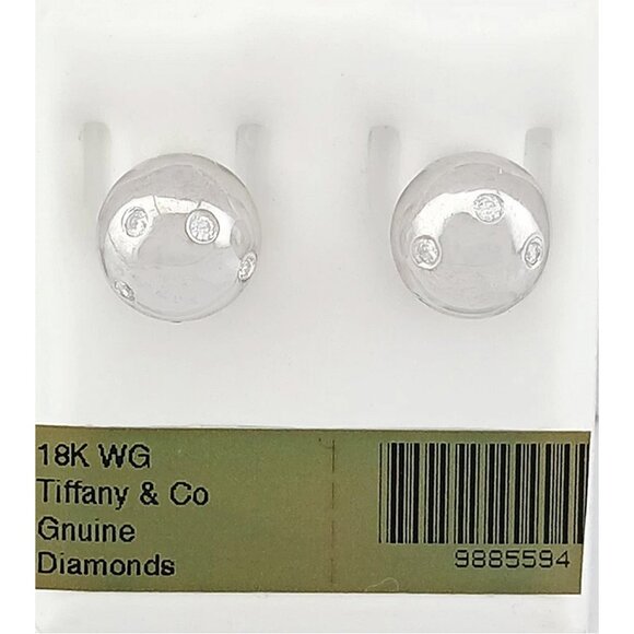 Tiffany & Co. Jewelry - Tiffany & Co. Genuine Diamond Ball 10 Mm Stud Earrings 18k White Gold